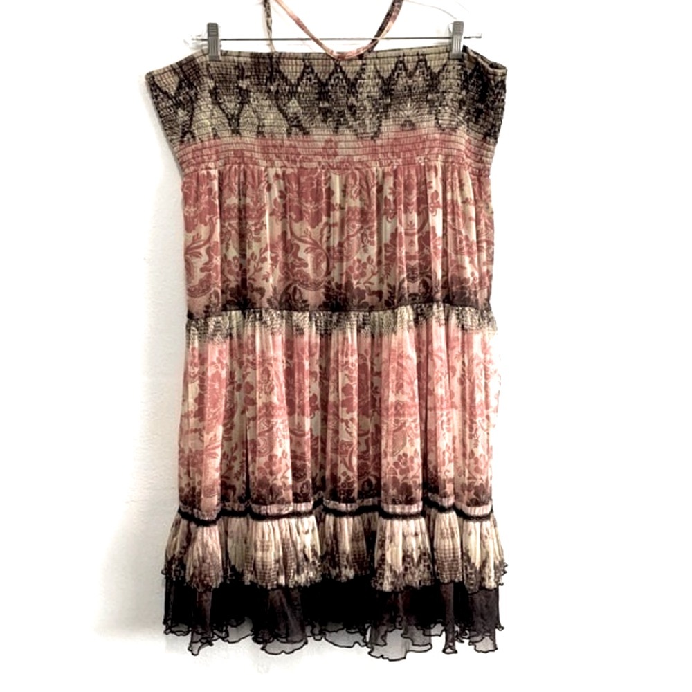 Lapis Floral Mini Dress with Black Accents
